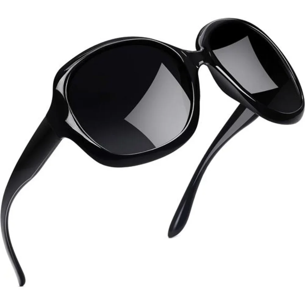Women's Black Oversized Sunglasses Trendy Polarized Large Driving Eye Glasses‎